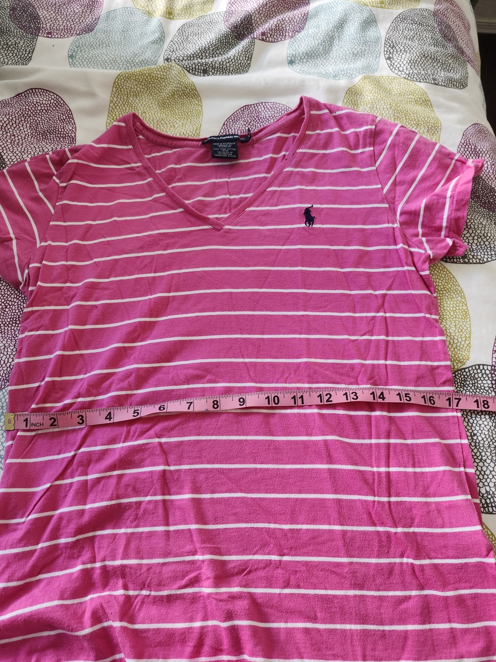 Ralph Lauren Pink Striped V-Neck Tee